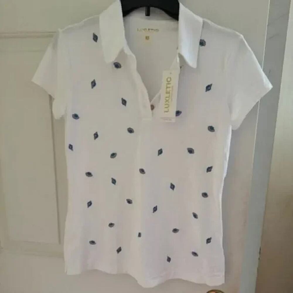 NWT Lilly Pulitzer Frida Luxletic Polo Resort White S UPF 50 Golf Tennis - Picture 1 of 12